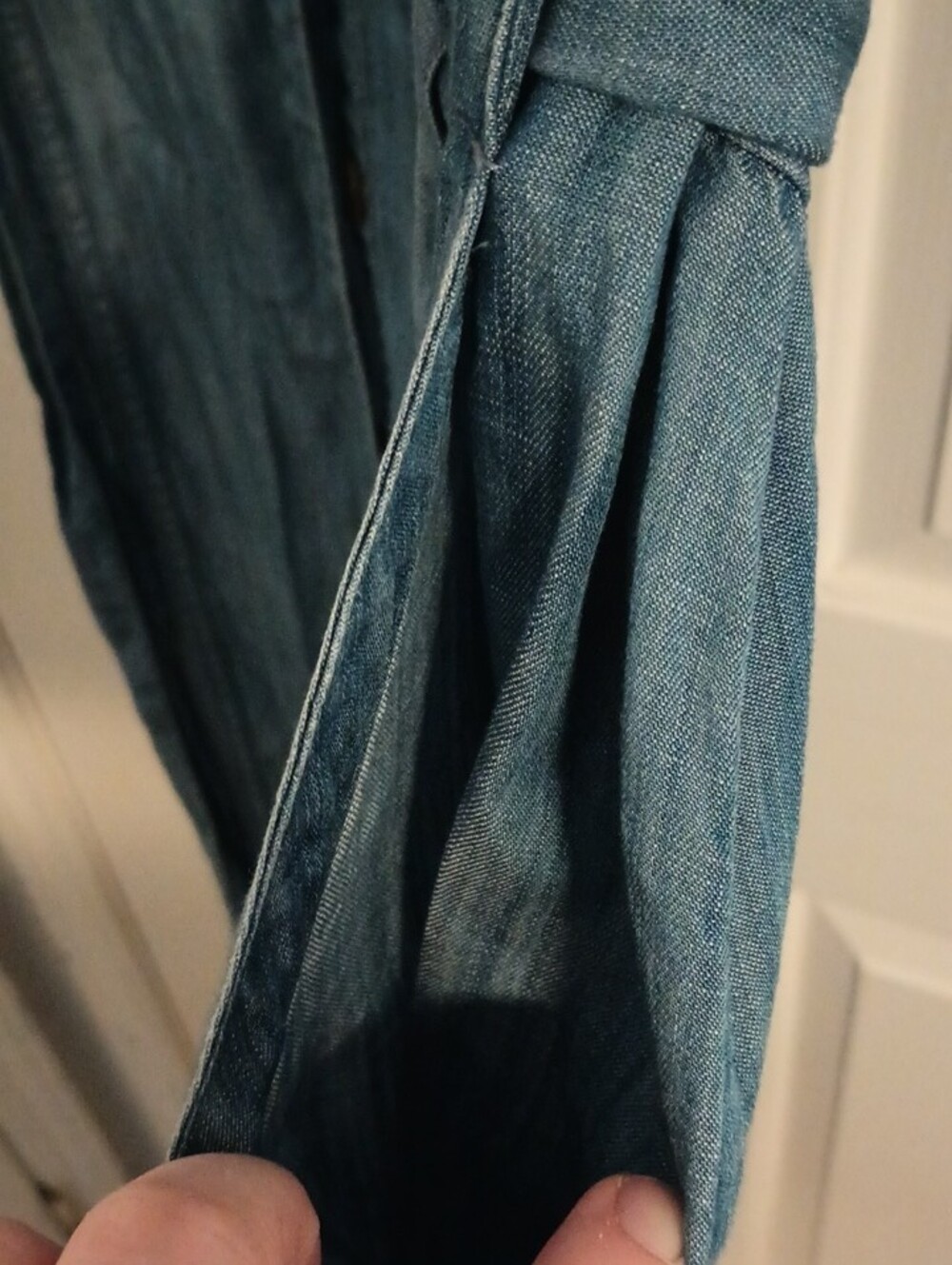 Lands' End Chambray Button-Front Midi Dress in Light Blue - Picture 7 of 9